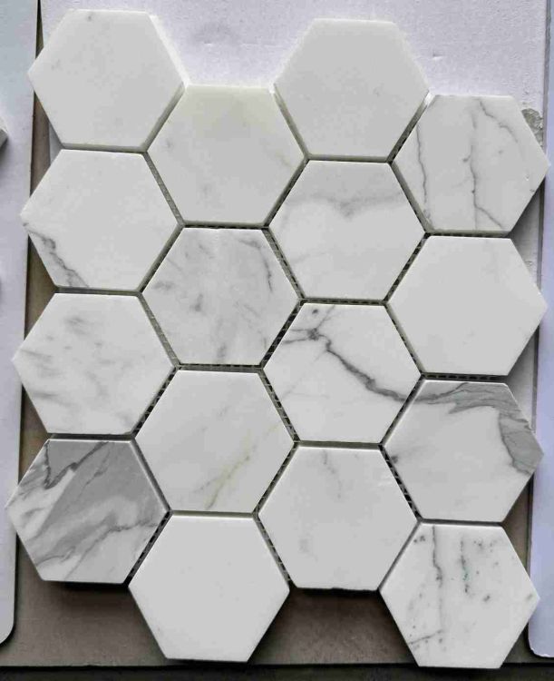 Hexagon Calacatta White Honed 3 x 3 10 x 11.5